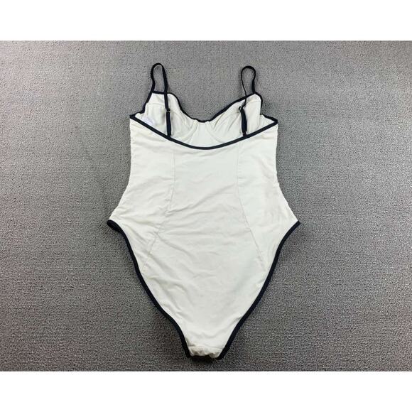 We Wore What Danielle One Piece Swimsuit L White Adjustable Straps High Cut Leg - Picture 2 of 7